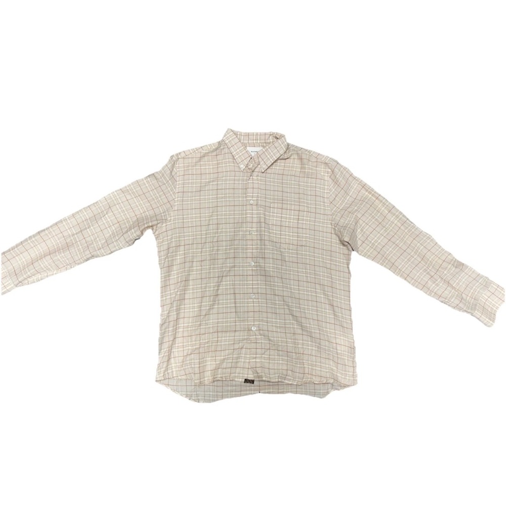 Billy Reid Beige Plaid Button-Down Shirt